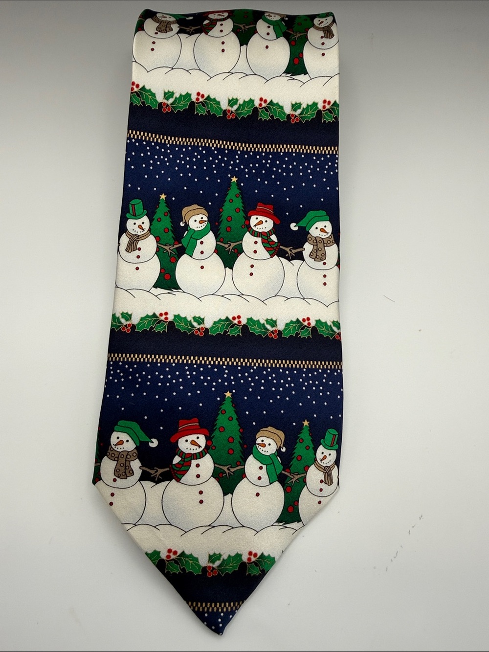 Musical Holiday Snowman Pattern Necktie - 100% silk